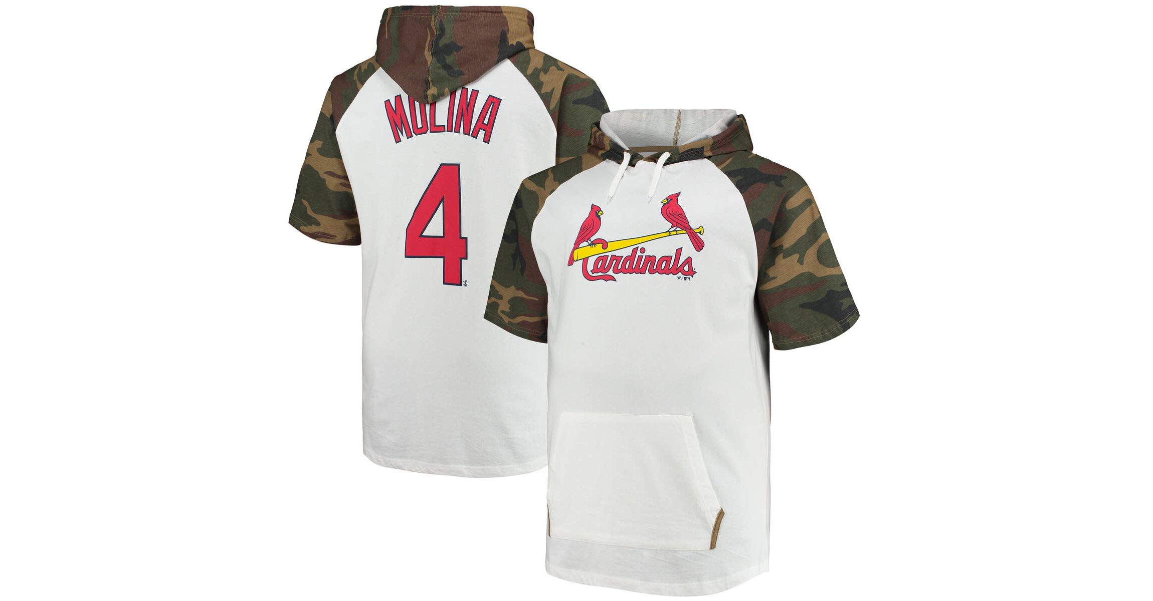 MLB Yadier Molina White/Camo St. Louis Cardinals Player Big & Tall Raglan Hoodie T-Shirt