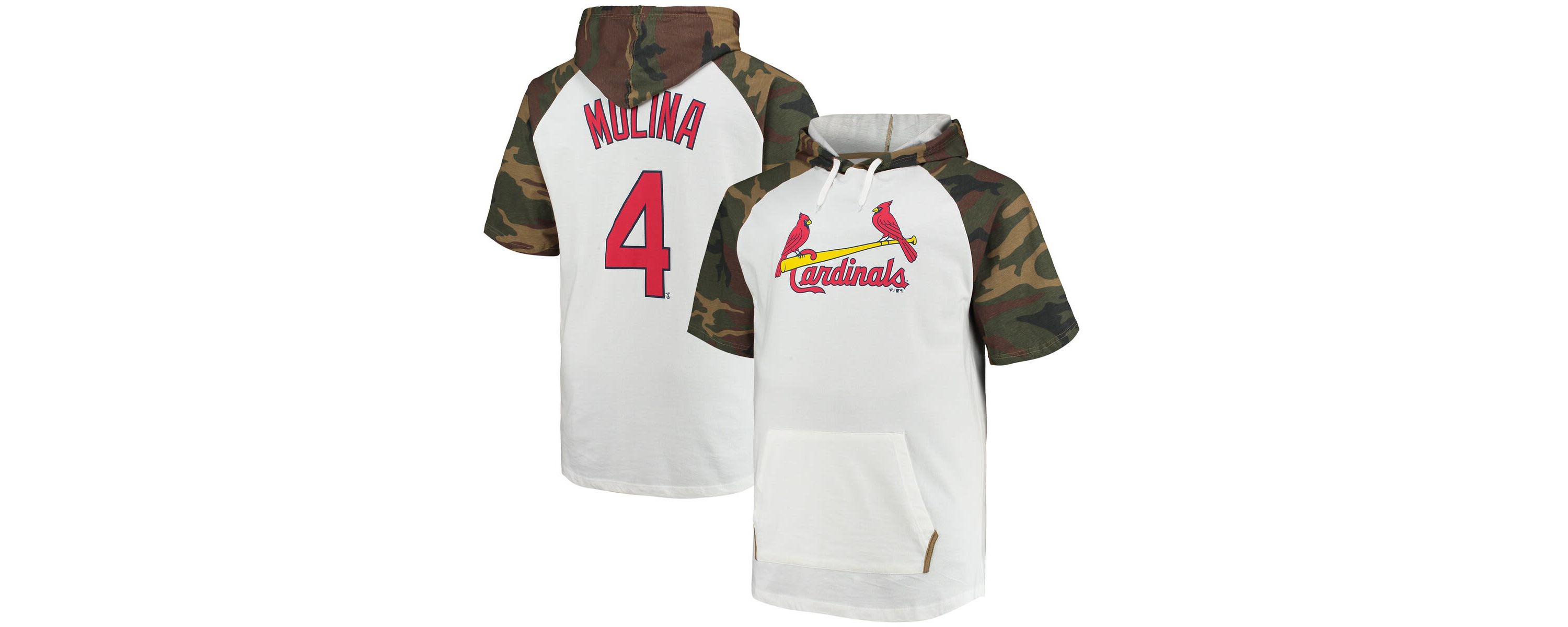 MLB Yadier Molina White/Camo St. Louis Cardinals Player Big & Tall Raglan Hoodie T-Shirt