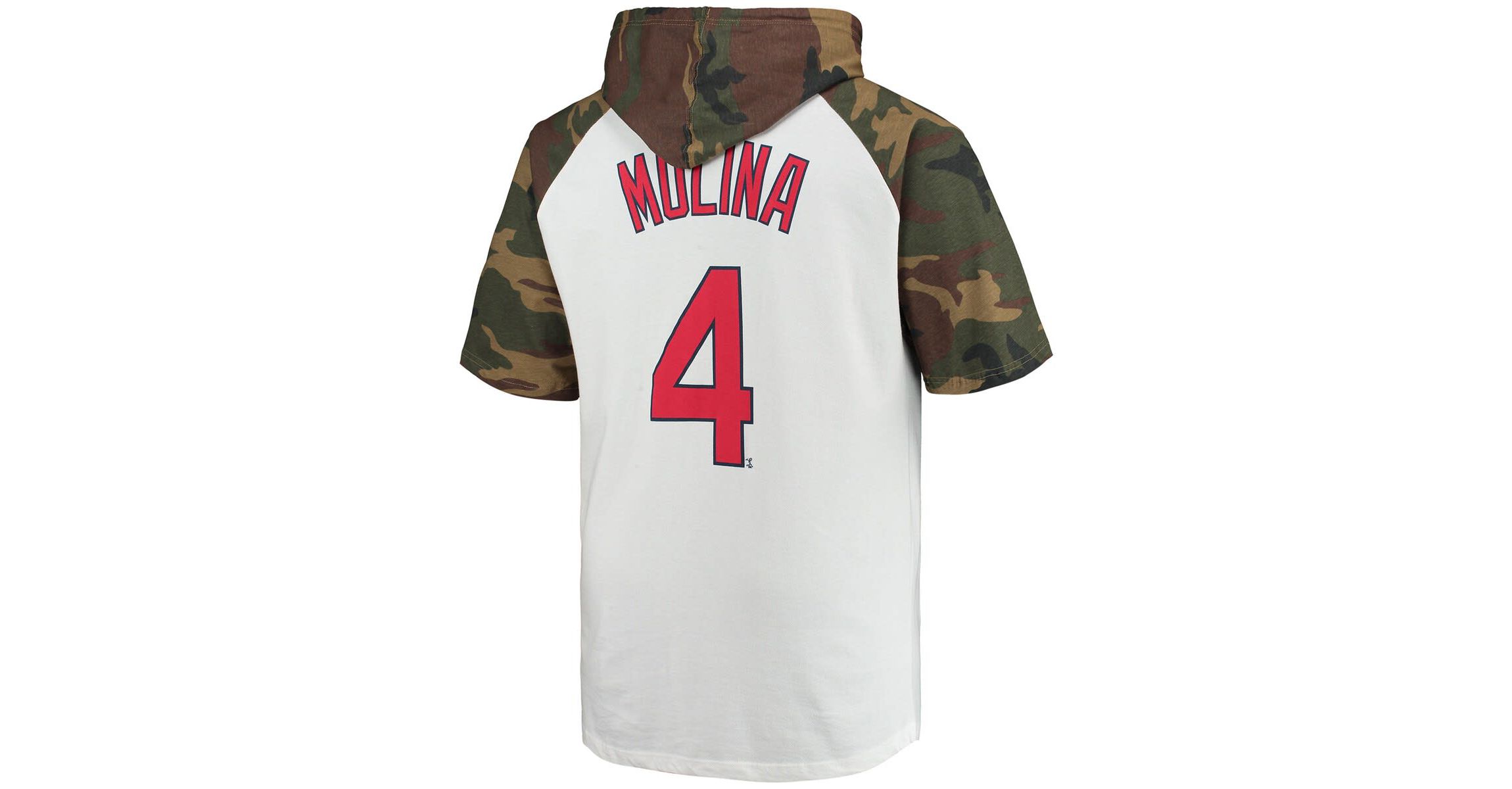 MLB Yadier Molina White/Camo St. Louis Cardinals Player Big & Tall Raglan Hoodie T-Shirt