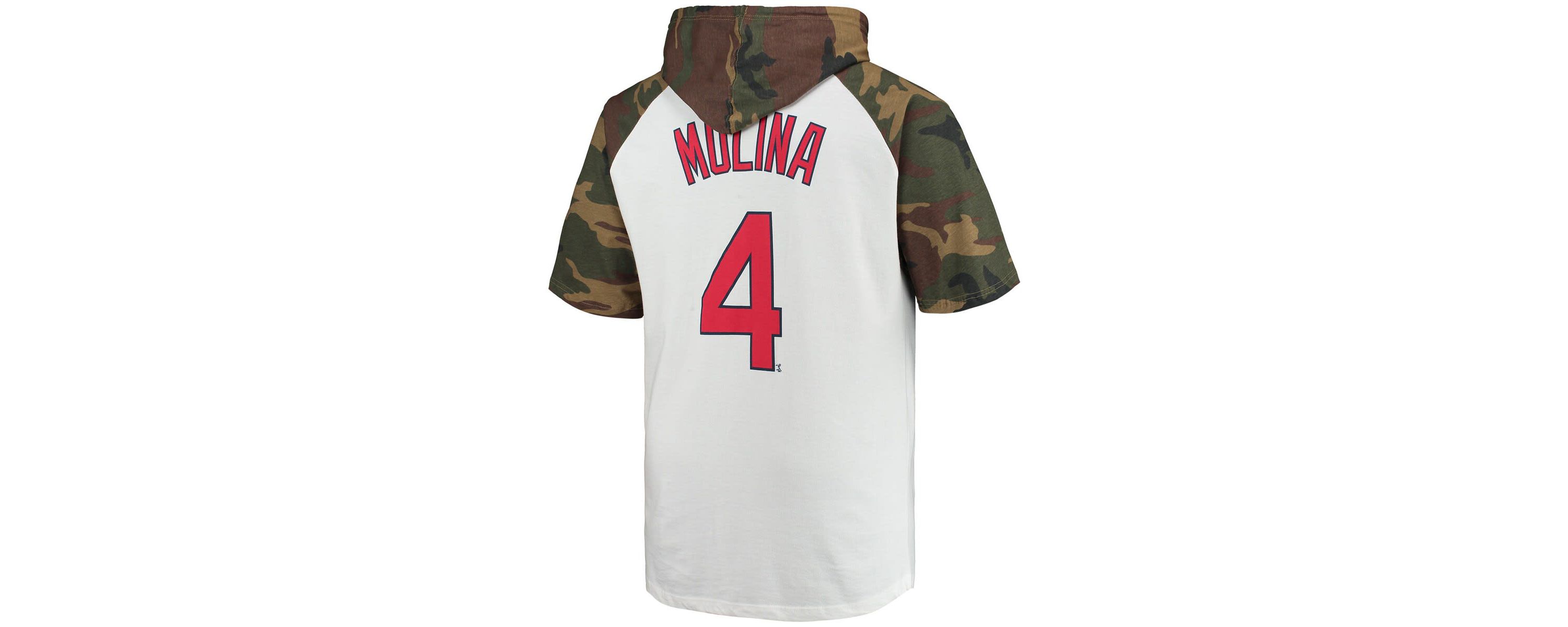 MLB Yadier Molina White/Camo St. Louis Cardinals Player Big & Tall Raglan Hoodie T-Shirt