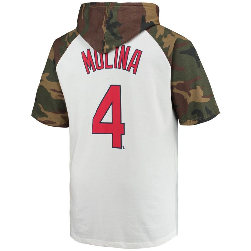 MLB Yadier Molina White/Camo St. Louis Cardinals Player Big & Tall Raglan Hoodie T-Shirt