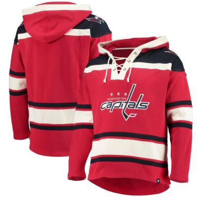 '47 Men's NHL Washington Capitals Superior Lacer Pullover Hoodie, Red, 3XL