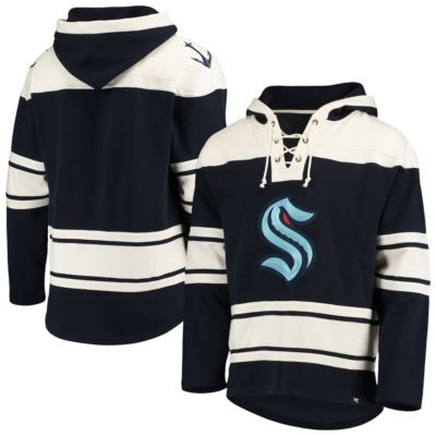 '47 Men's NHL Seattle Kraken Superior Lacer Pullover Hoodie, Navy Blue, 3XL