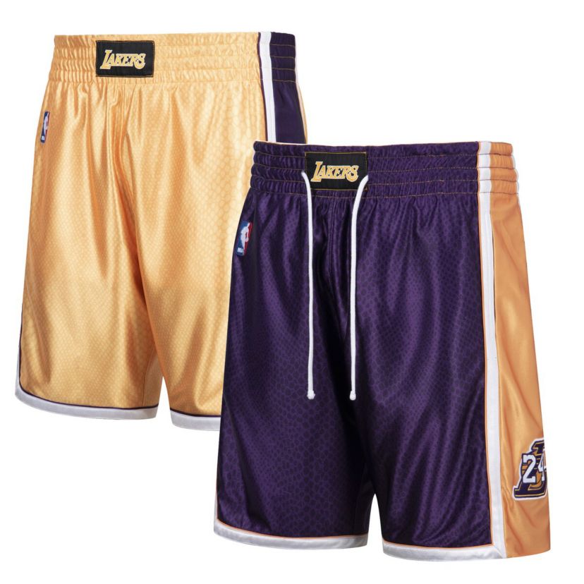 NBA Kobe Bryant Gold/Purple Los Angeles Lakers Authentic Reversible Shorts