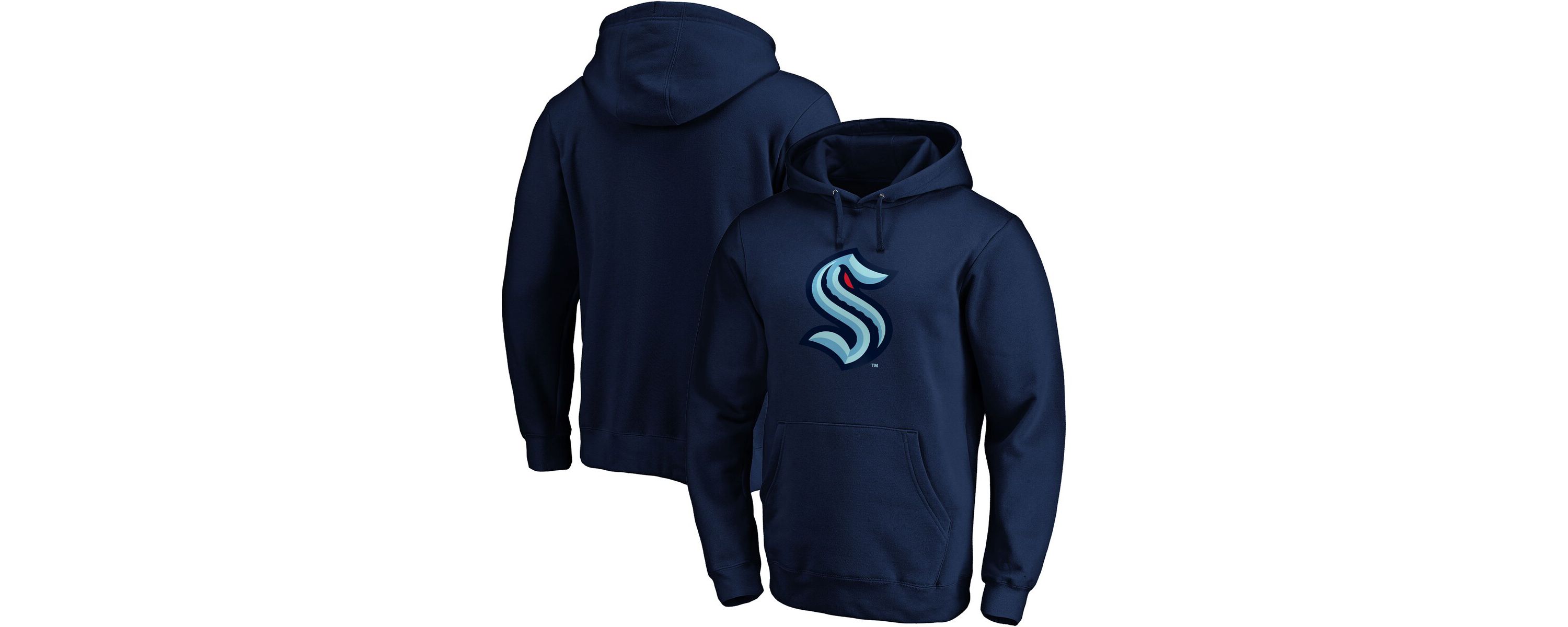 NHL Deep Sea Seattle Kraken Primary Team Logo Fleece Fitted Pullover Hoodie