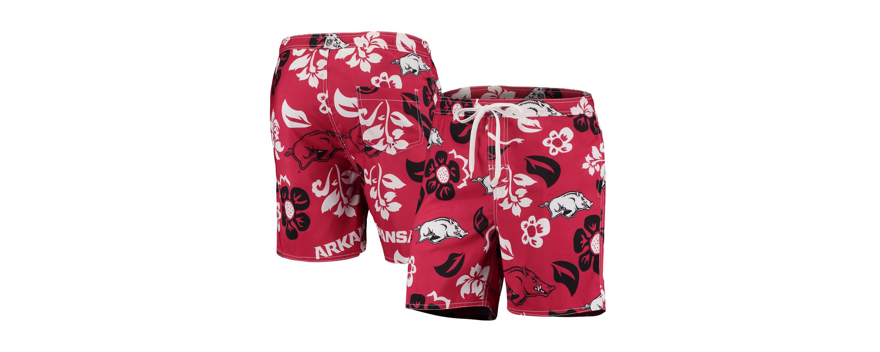 NCAA Arkansas Razorbacks Floral Volley Logo Swim Trunks