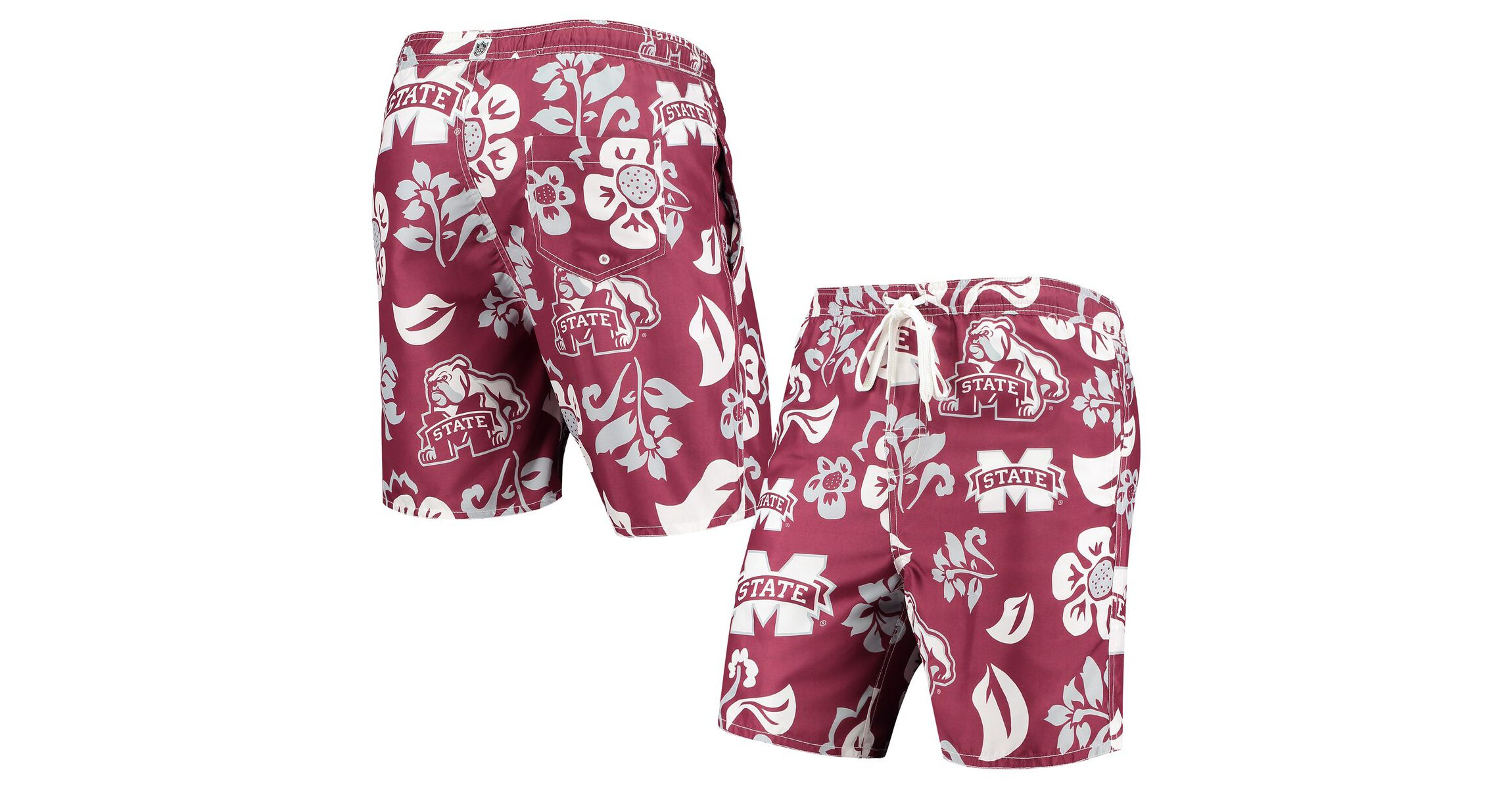 NCAA Mississippi State Bulldogs Floral Volley Logo Swim Trunks