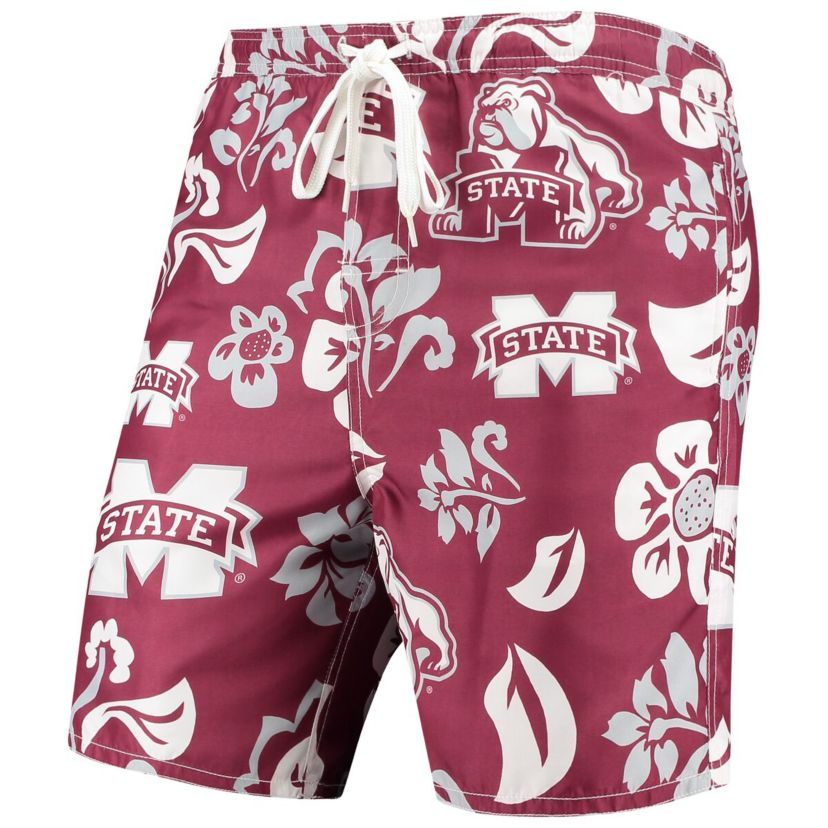 NCAA Mississippi State Bulldogs Floral Volley Logo Swim Trunks