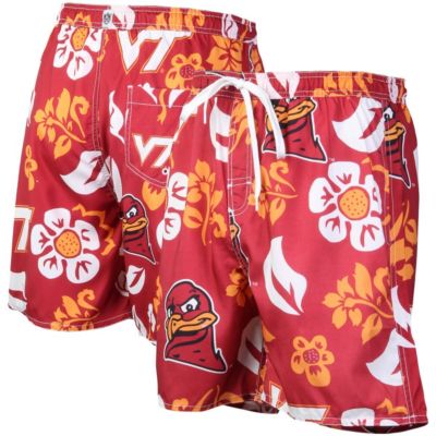 NCAA Virginia Tech Hokies Floral Volley Logo Swim Trunks