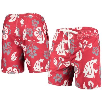 NCAA Washington State Cougars Floral Volley Logo Swim Trunks