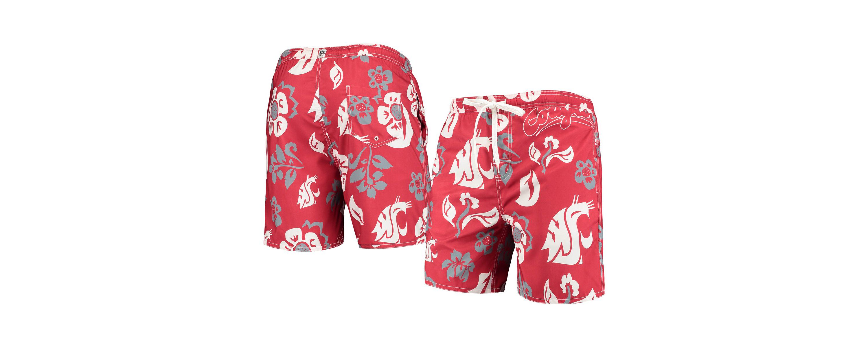 NCAA Washington State Cougars Floral Volley Logo Swim Trunks