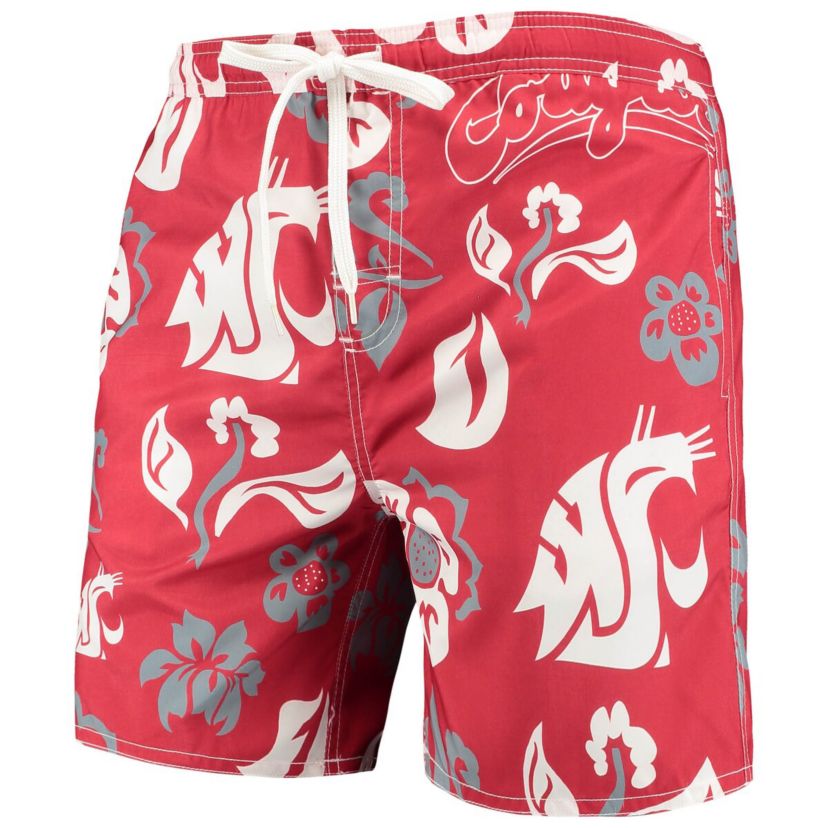 NCAA Washington State Cougars Floral Volley Logo Swim Trunks