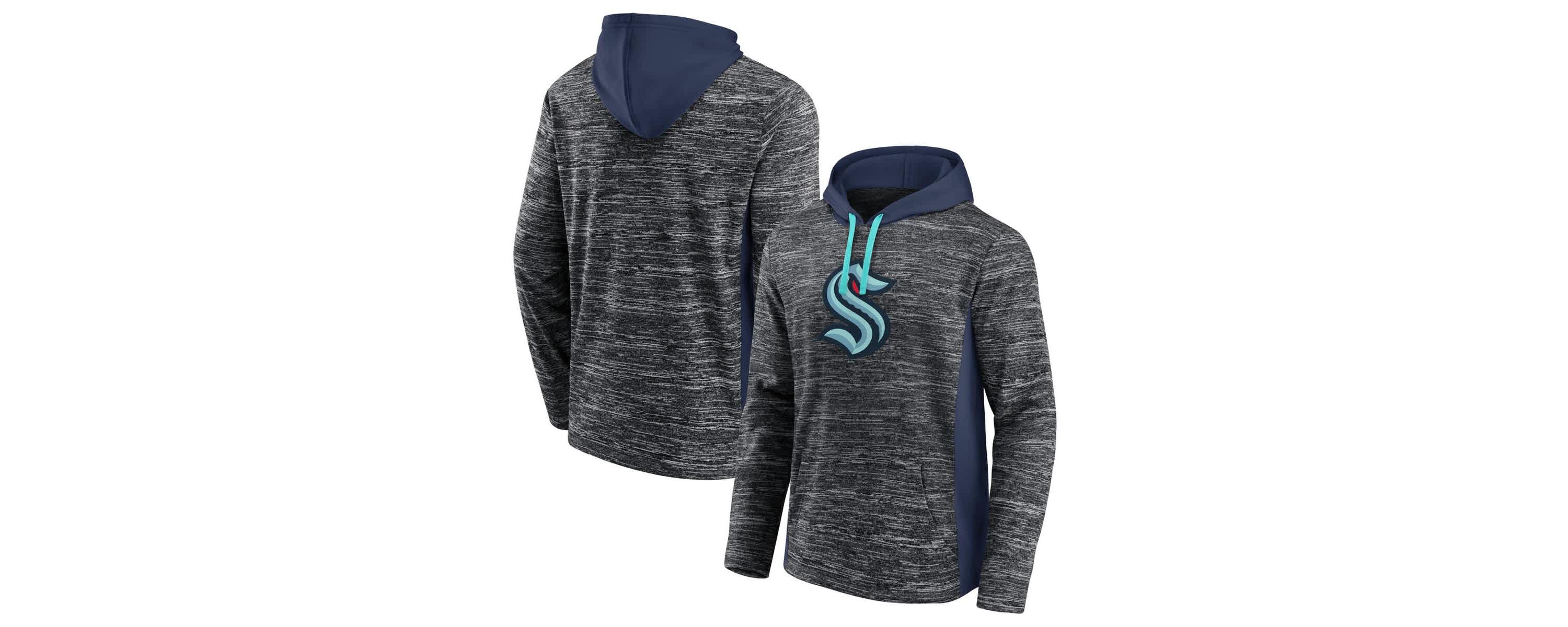 NHL Fanatics Charcoal/Deep Sea Seattle Kraken Instant Replay Space-Dye Pullover Hoodie