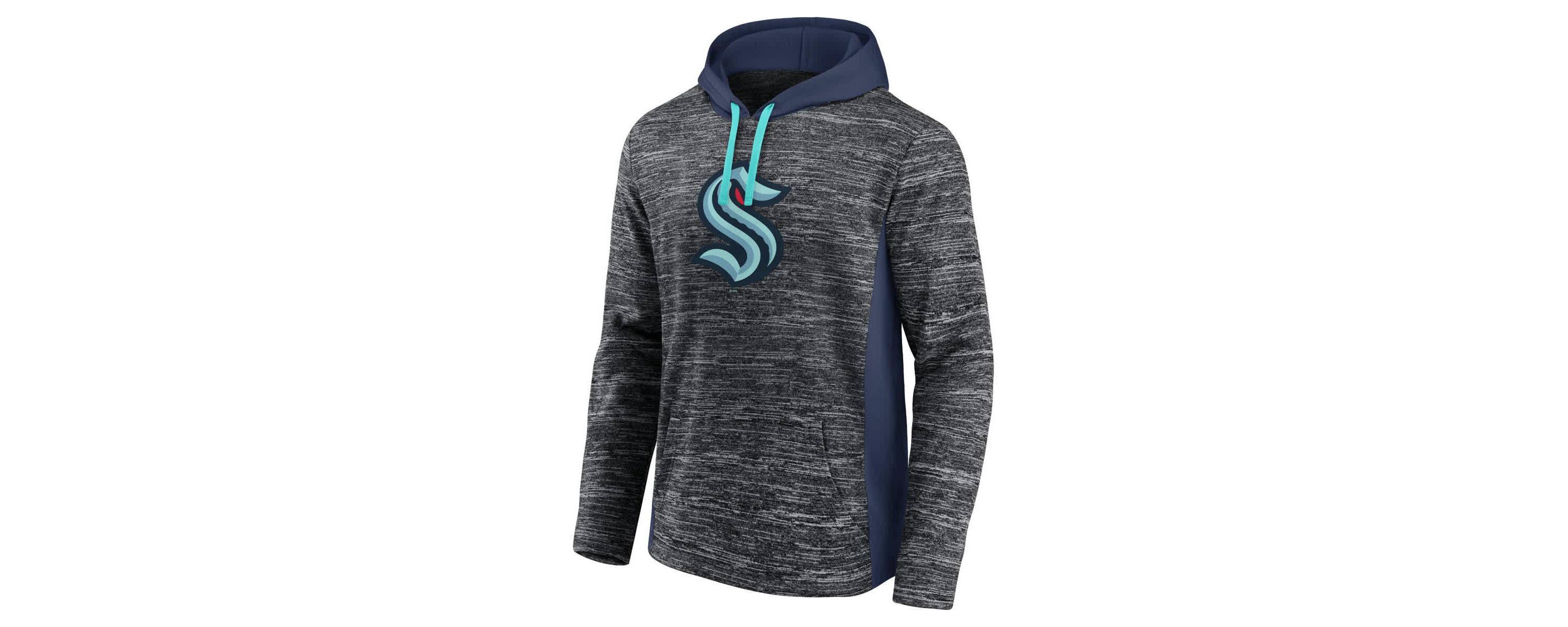 NHL Fanatics Charcoal/Deep Sea Seattle Kraken Instant Replay Space-Dye Pullover Hoodie