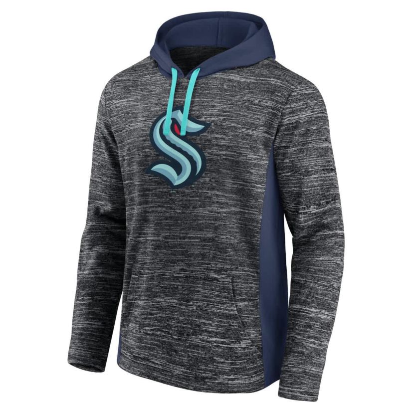 NHL Fanatics Charcoal/Deep Sea Seattle Kraken Instant Replay Space-Dye Pullover Hoodie