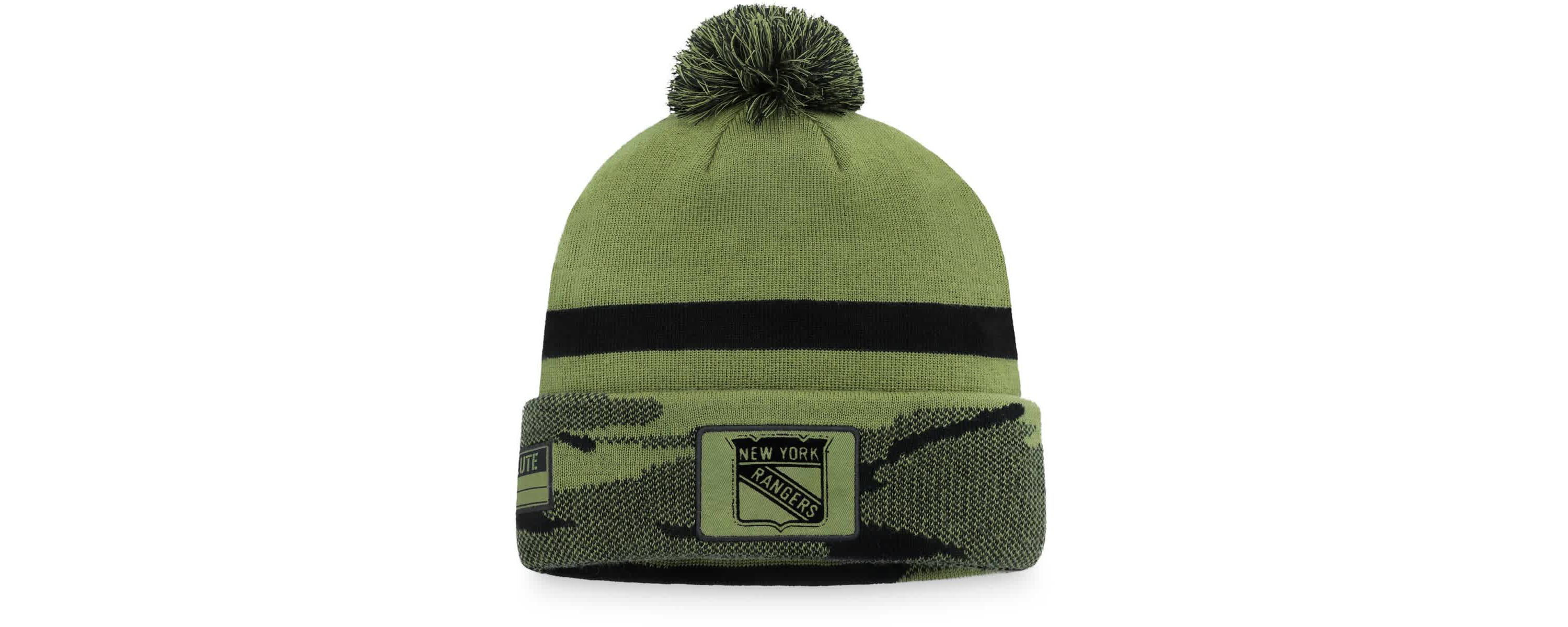 NHL Fanatics New York Rangers Military Appreciation Cuffed Knit Hat with Pom