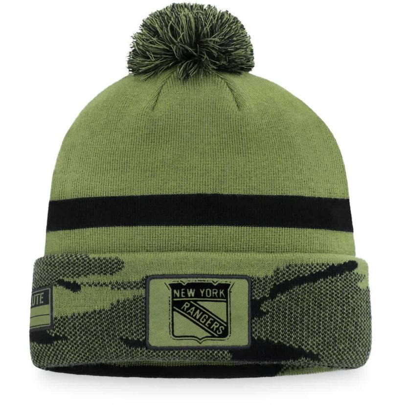 NHL Fanatics New York Rangers Military Appreciation Cuffed Knit Hat with Pom