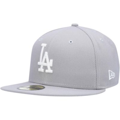 New Era Men's MLB Los Angeles Dodgers Logo 59FIFTY Fitted Hat, Gray, 7 1/8