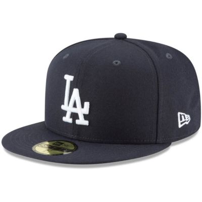 New Era Men's MLB Los Angeles Dodgers Logo 59FIFTY Fitted Hat, Navy Blue, 7 5/8