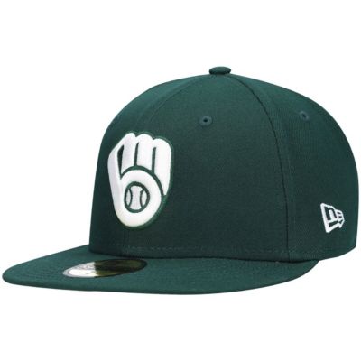 New Era Men's MLB Milwaukee Brewers Logo 59FIFTY Fitted Hat, Green, 7 1/4