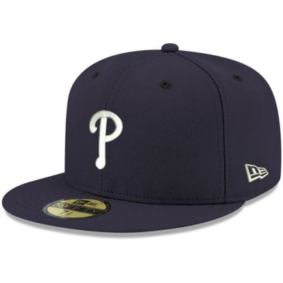 New Era Men's MLB Philadelphia Phillies Logo 59FIFTY Fitted Hat, Navy Blue, 7 5/8