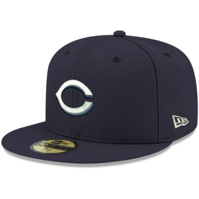 New Era Men's MLB Cincinnati Reds Logo 59FIFTY Fitted Hat, Navy Blue, 7 1/4