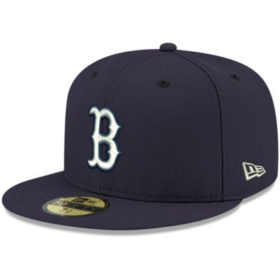 New Era Men's Boston Red Sox MLB Boston Sox Logo 59FIFTY Fitted Hat, Navy Blue, 8