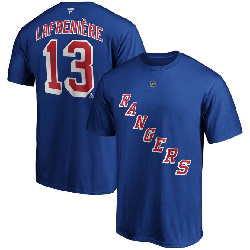 NHL Fanatics Alexis Lafreniere New York Rangers Big & Tall Name & Number T-Shirt