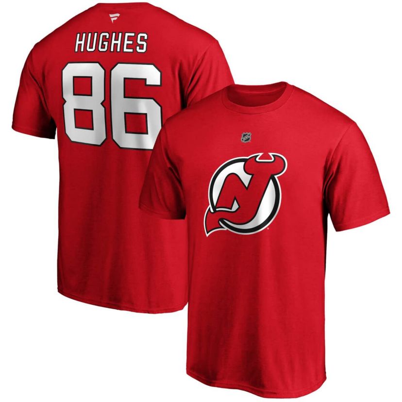 NHL Fanatics Jack Hughes New Jersey Devils Big & Tall Name & Number T-Shirt