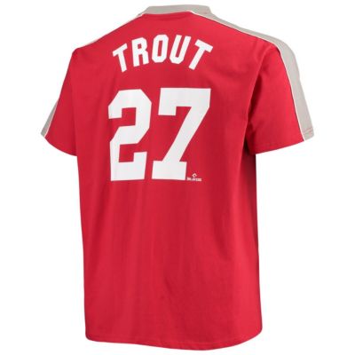 MLB Mike Trout Red/Silver Los Angeles Angels Big & Tall Fashion Piping Player T-Shirt