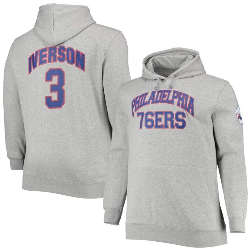 NBA Allen Iverson ed Philadelphia 76ers Big & Tall Name & Number Pullover Hoodie