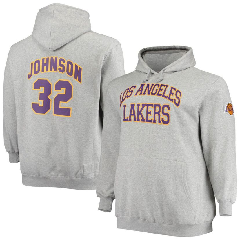NBA Magic Johnson ed Los Angeles Lakers Big & Tall Name & Number Pullover Hoodie