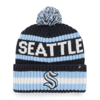 '47 Men's NHL Seattle Kraken Bering Cuffed Knit Hat with Pom, Navy Blue