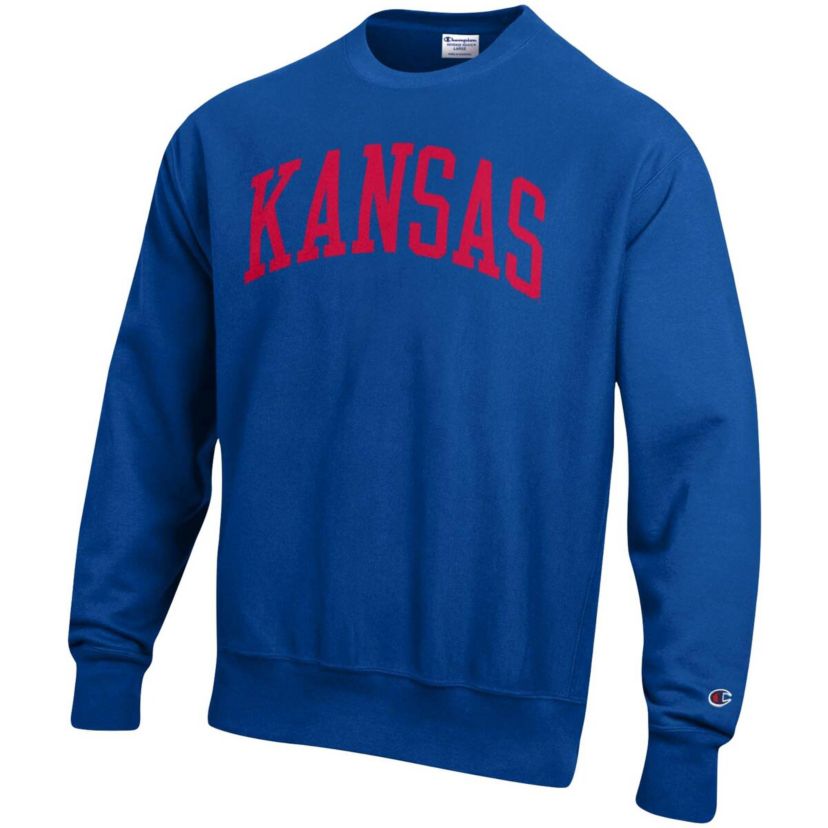 NCAA Kansas Jayhawks Relaxed Fit Arch Reverse Weave Pullover Sweatshirt