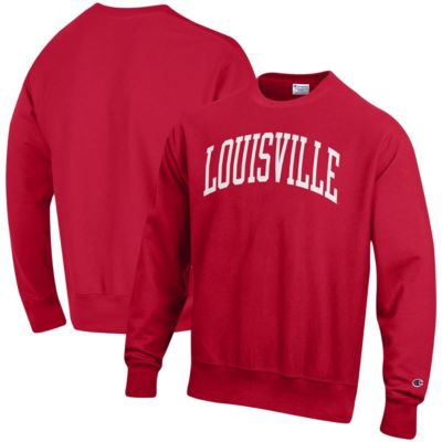 Champion Men's NCAA Louisville Cardinals Relaxed Fit Arch Reverse Weave Pullover Sweatshirt, Red, Small