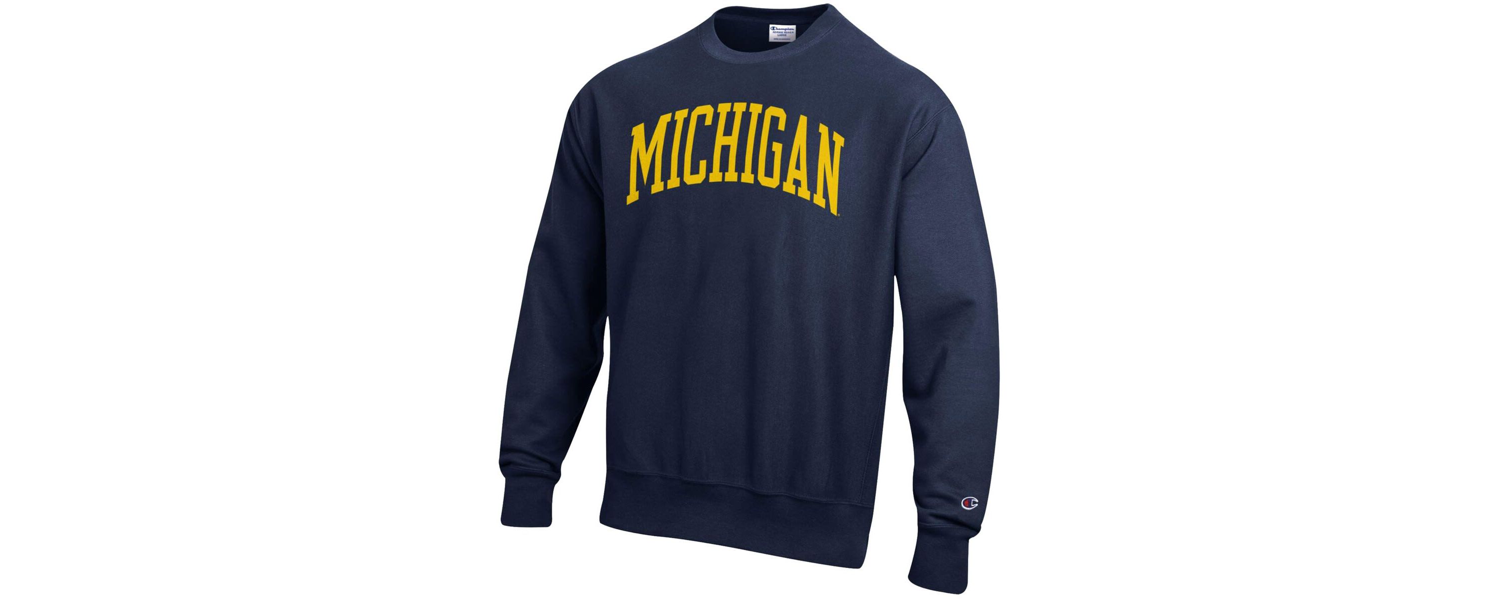 NCAA Michigan Wolverines Relaxed Fit Arch Reverse Weave Pullover Sweatshirt