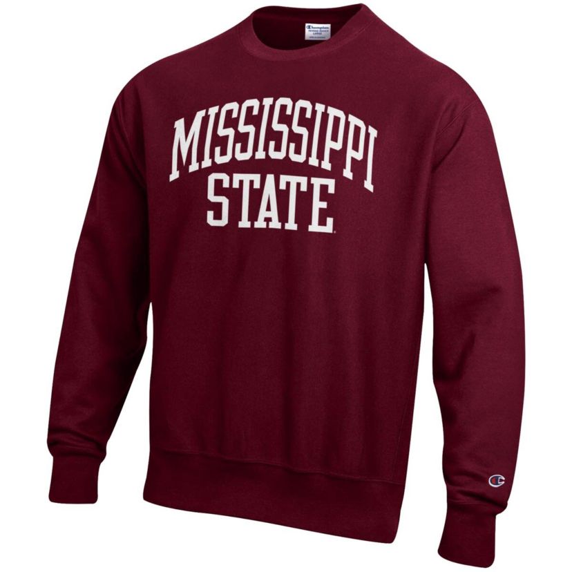 NCAA Mississippi State Bulldogs Relaxed Fit Arch Reverse Weave Pullover Sweatshirt