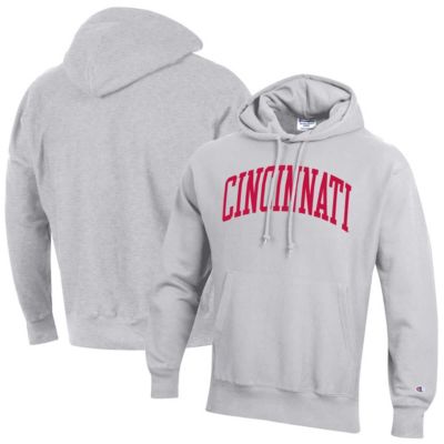 Champion Men's NCAA Cincinnati Bearcats Team Arch Reverse Weave Relaxed Fit Pullover Hoodie, Gray, Small