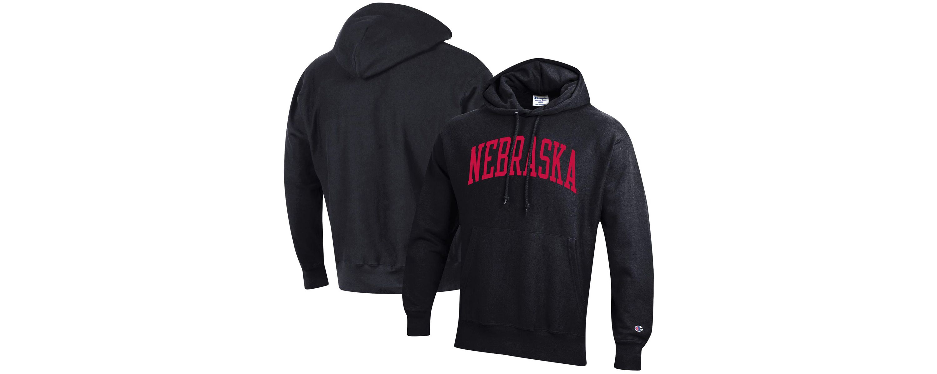 NCAA Nebraska Huskers Team Arch Reverse Weave Relaxed Fit Pullover Hoodie