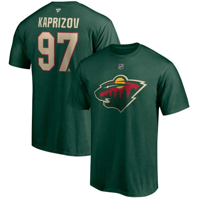 NHL Kirill Kaprizov Minnesota Wild Authentic Stack Name & Number T-Shirt