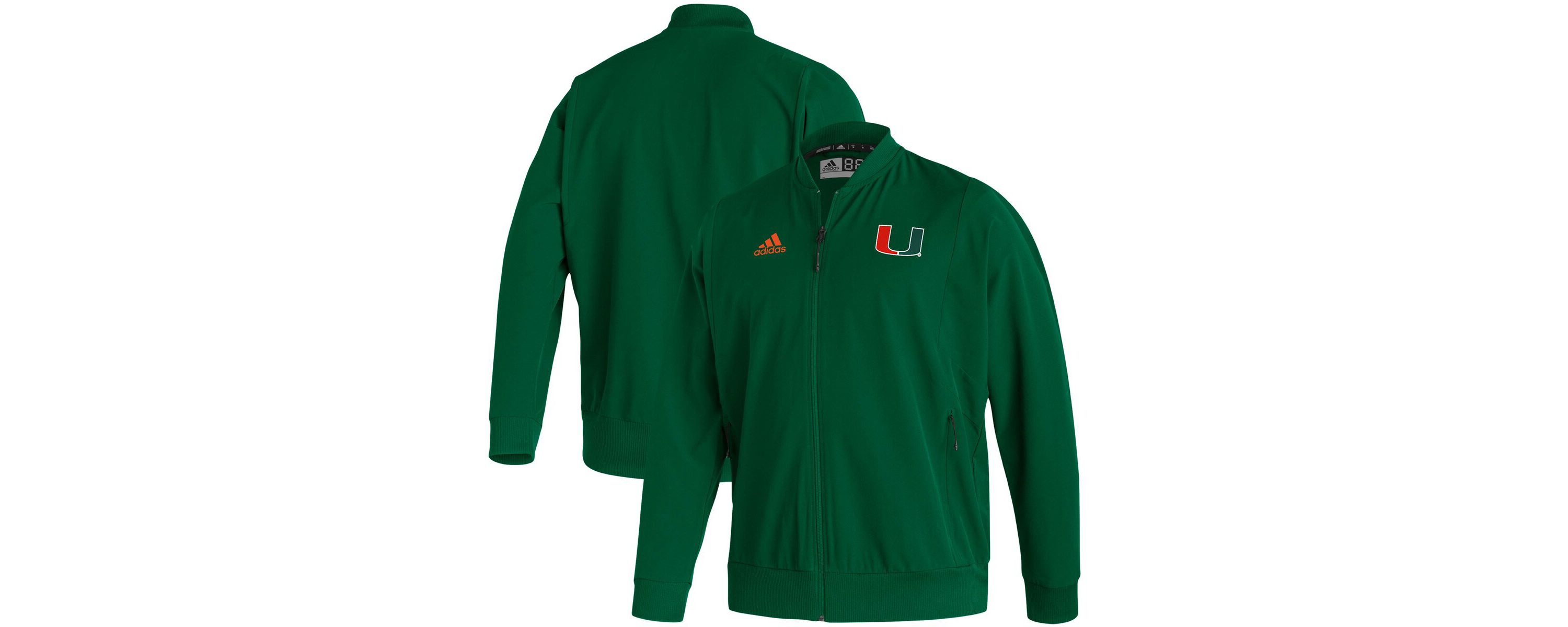 Miami (FL) Hurricanes NCAA Miami Hurricanes 2021 Sideline Woven Primeblue Full-Zip Bomber Jacket