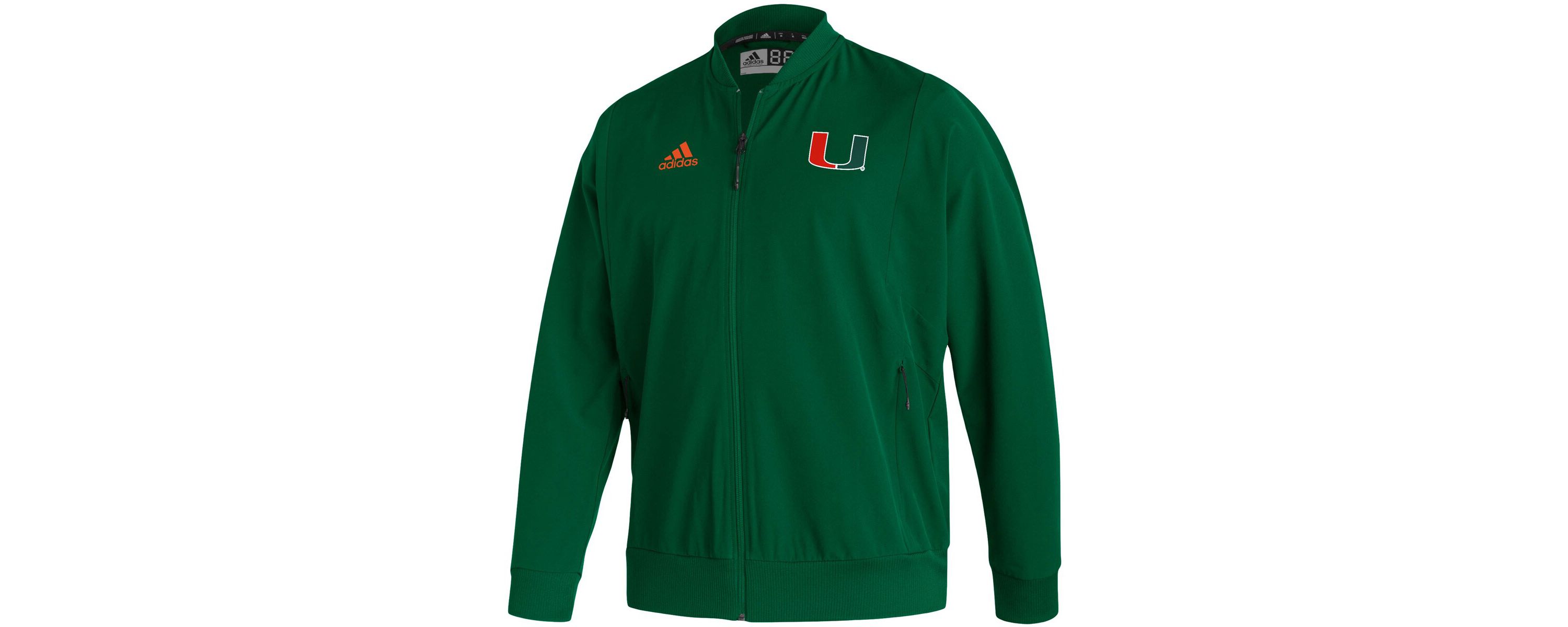 Miami (FL) Hurricanes NCAA Miami Hurricanes 2021 Sideline Woven Primeblue Full-Zip Bomber Jacket