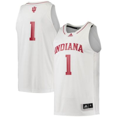 adidas Men's NCAA #1 Indiana Hoosiers Swingman Team Basketball Jersey, White, 2XL