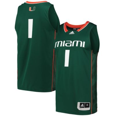 adidas Men's Miami (FL) Hurricanes NCAA #1 Miami Hurricanes Swingman Basketball Jersey