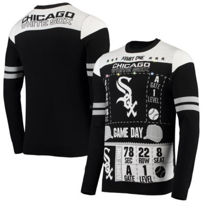 FOCO Men's Chicago White Sox MLB Chicago Sox Ticket Light-Up Ugly Sweater, Black, Medium -  0196061017429