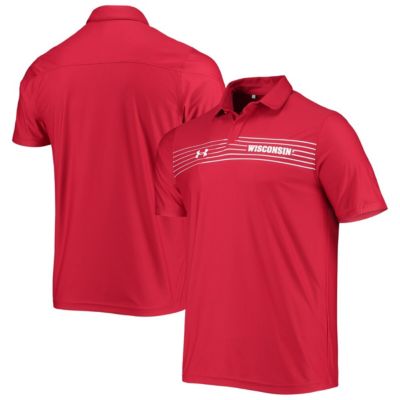 NCAA Under Armour Wisconsin Badgers Sideline Chest Stripe Performance Polo