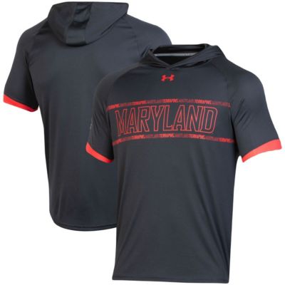 Men's NCAA Under Armour Maryland Terrapins On-Court Basketball Shooting Hoodie Raglan Performance T-Shirt, Black, 2XL -  0190862320238