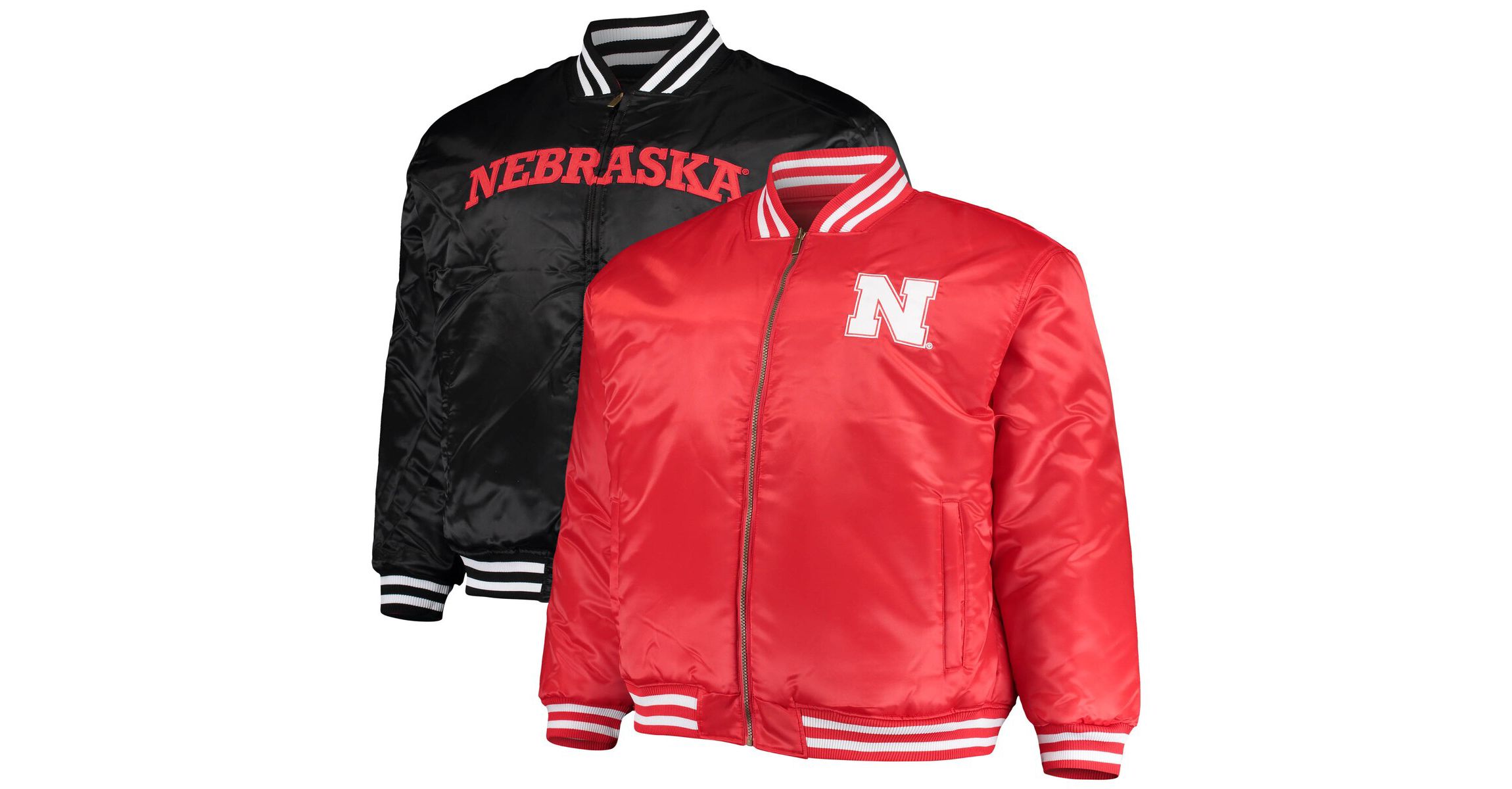 NCAA Scarlet/Black Nebraska Huskers Big & Tall Reversible Satin Full-Zip Jacket