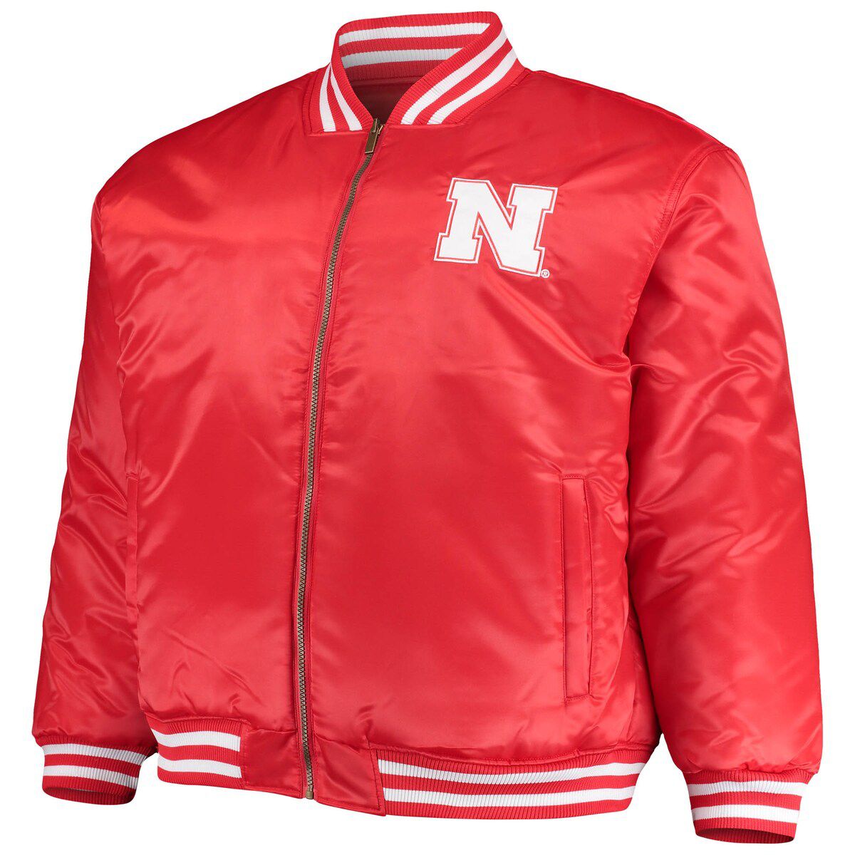 NCAA Scarlet/Black Nebraska Huskers Big & Tall Reversible Satin Full-Zip Jacket
