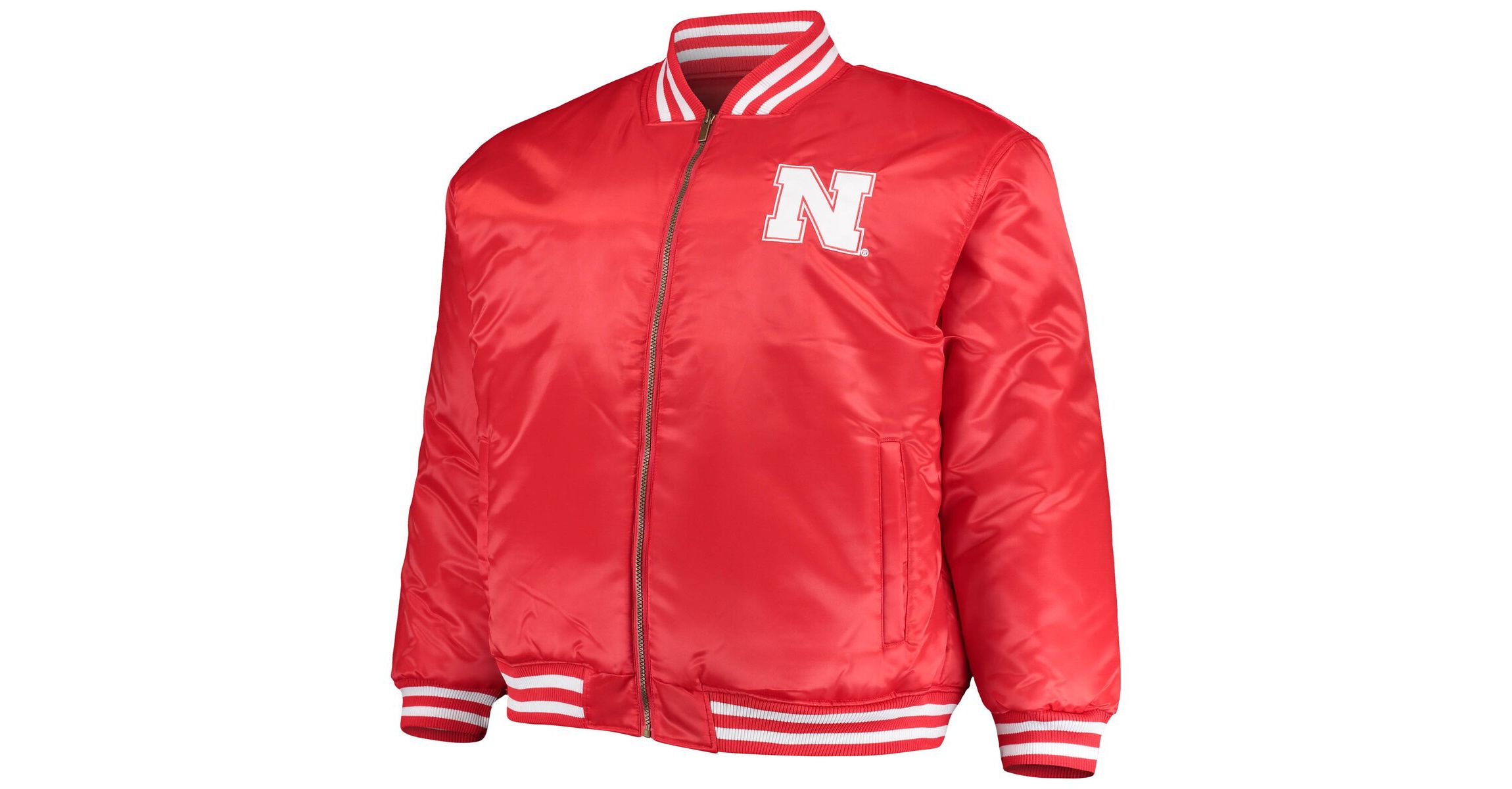 NCAA Scarlet/Black Nebraska Huskers Big & Tall Reversible Satin Full-Zip Jacket